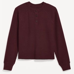 Old Navy XSP burgundy thermal waffle knit sweatshirt